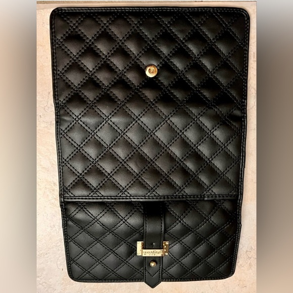 NEW | Women’s Spartina 449 Black Quilted Tri-Fold Leather Long Wallet Gold Trim - Picture 8 of 10